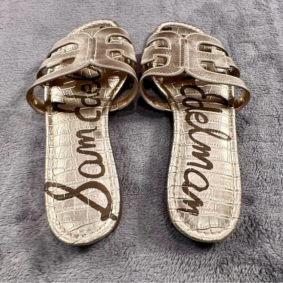 Sam Edelman Metallic Gold Slide Sandals - Picture 6 of 6